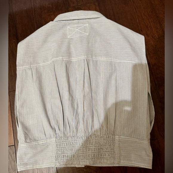 We The Free Cassie Collared Top Soft Blue Stripped Size Large New Without Tags - Picture 5 of 12